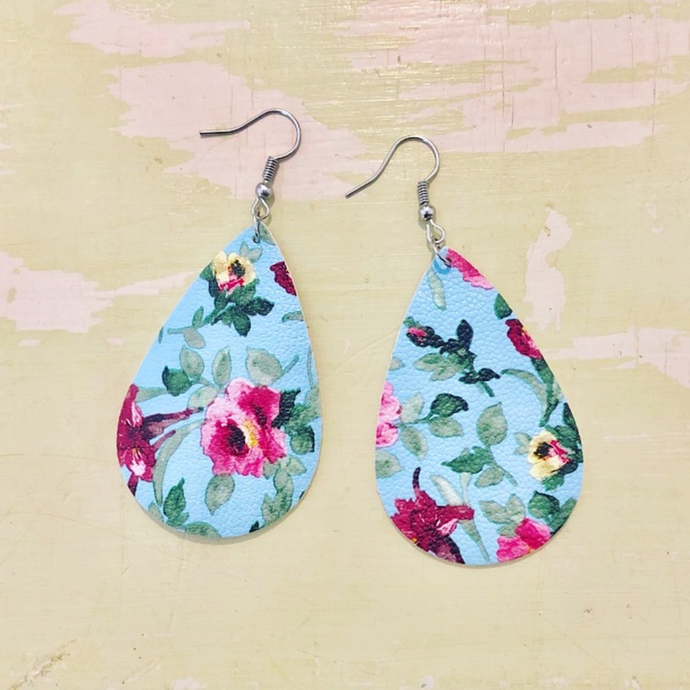 Leather Floral Earrings